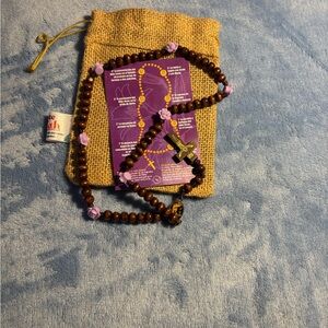 Brown 7-bead rosary of Saint Joseph Wooden Bead Necklace NWOT #002